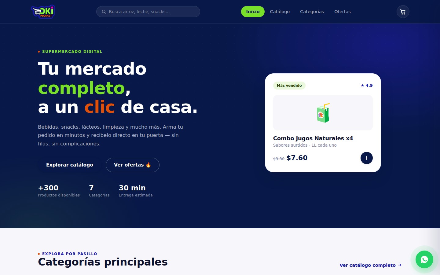 Captura de escritorio del sitio web de OkiMarket